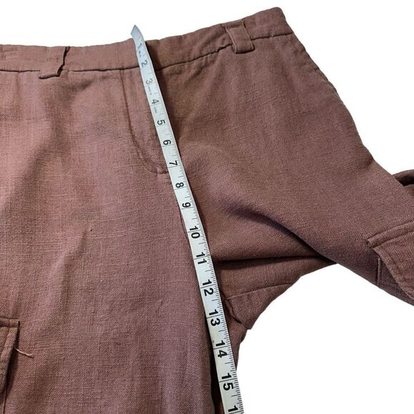 House of Harlow 1960 Chocolate Brown Linen Cargo Pants, Size 10 - Picture 10 of 13